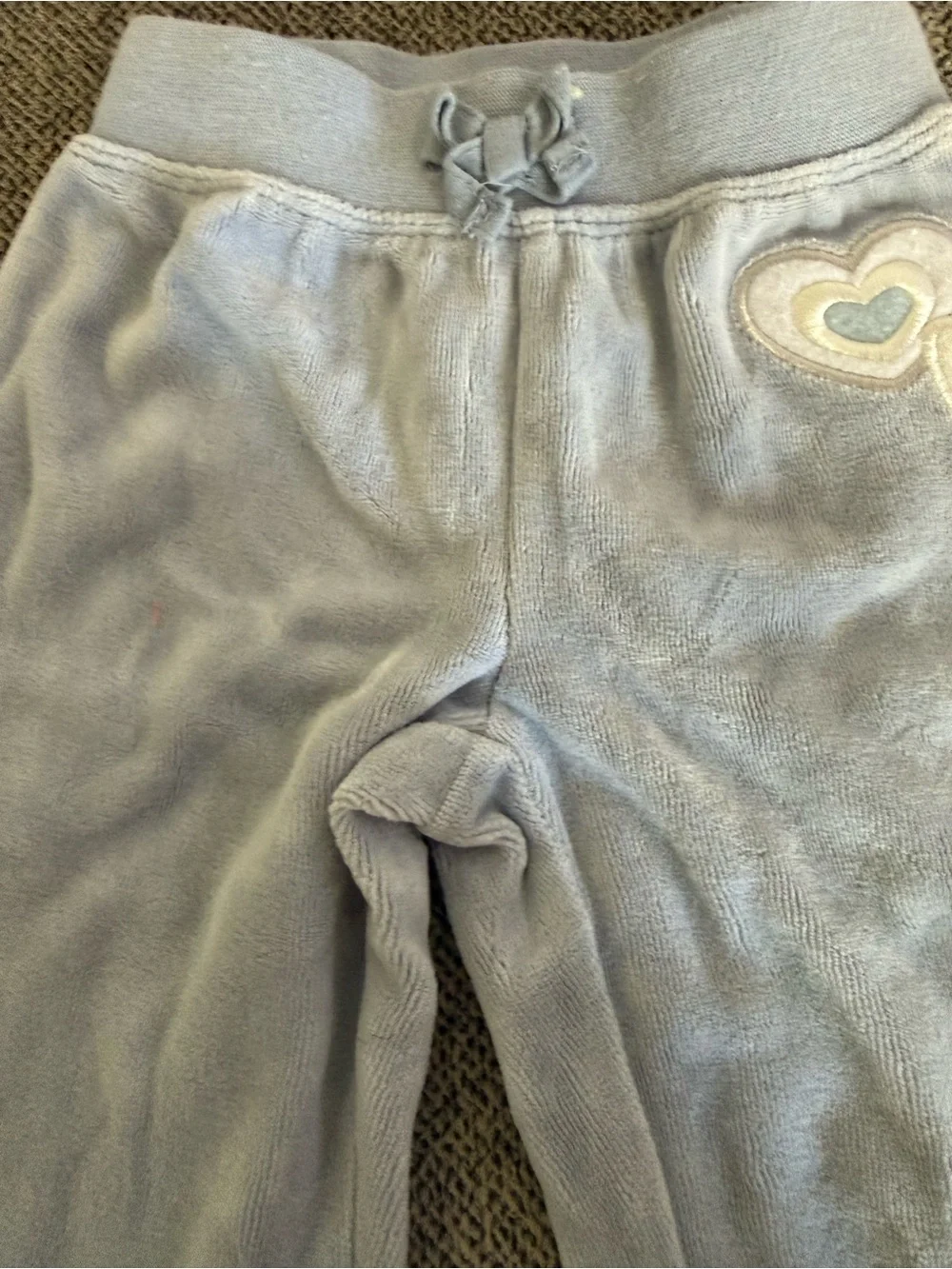 The Children's Place Light Blue Velour Sweat outfit with Heart Appliqués